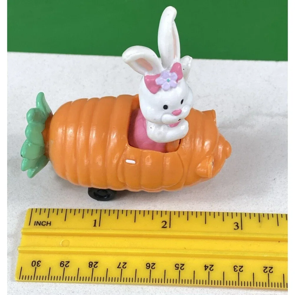 Rare Vintage Applause PVC Easter Bunny Driving a Carrot Car